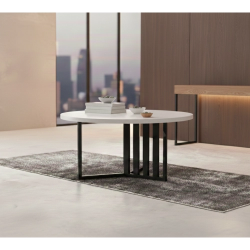 STOLIK KAWOWY Metalowy Blat Biały Płyta MDF  STK-923